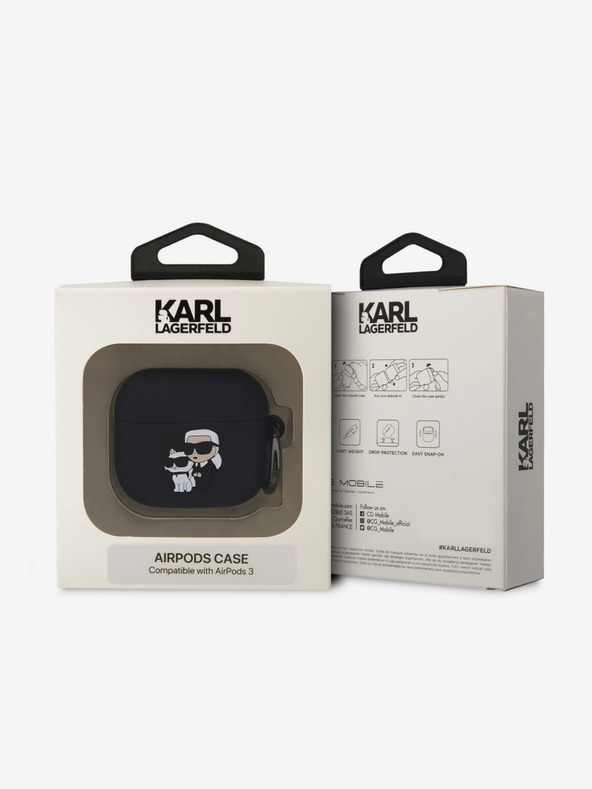 Karl Lagerfeld 3D лого NFT Karl and Choupette Силиконов калъф за AirPods 3 Черен Karl Lagerfeld