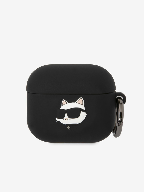 Karl Lagerfeld 3D лого NFT Choupette Head Силиконов калъф за Airpods 3 черен Karl Lagerfeld