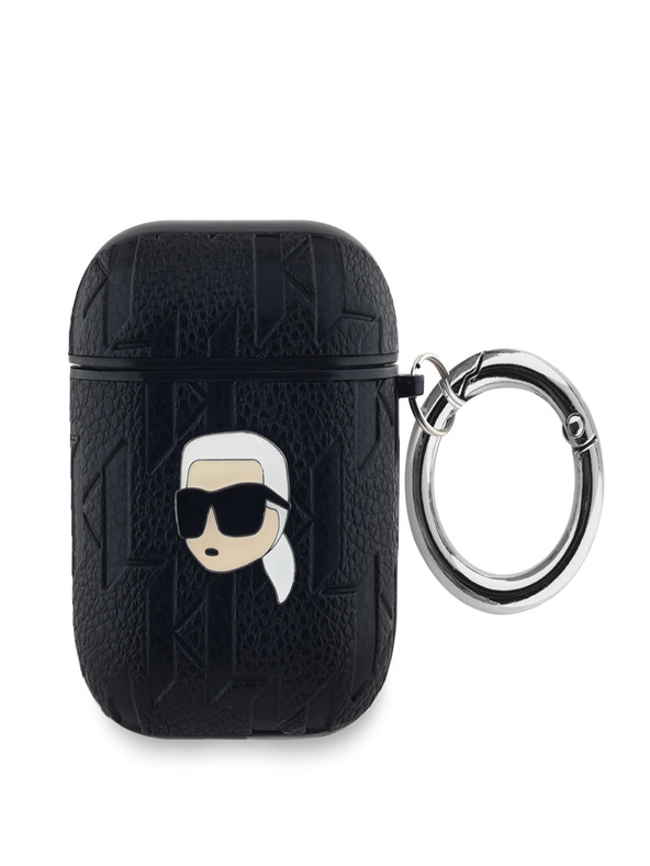 Karl Lagerfeld Karl Lagerfeld PU релефен калъф с глава на Карл за AirPods 1/2 Black