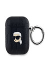 Karl Lagerfeld Karl Lagerfeld PU релефен калъф с глава на Карл за AirPods 1/2 Black