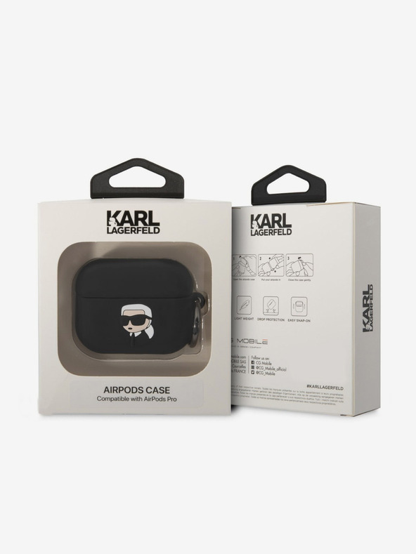 Karl Lagerfeld 3D лого NFT Karl Head Силиконов калъф за Airpods Pro черен Karl Lagerfeld