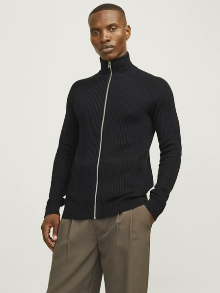 Jack & Jones Черен мъжки пуловер с цип Jack & Jones