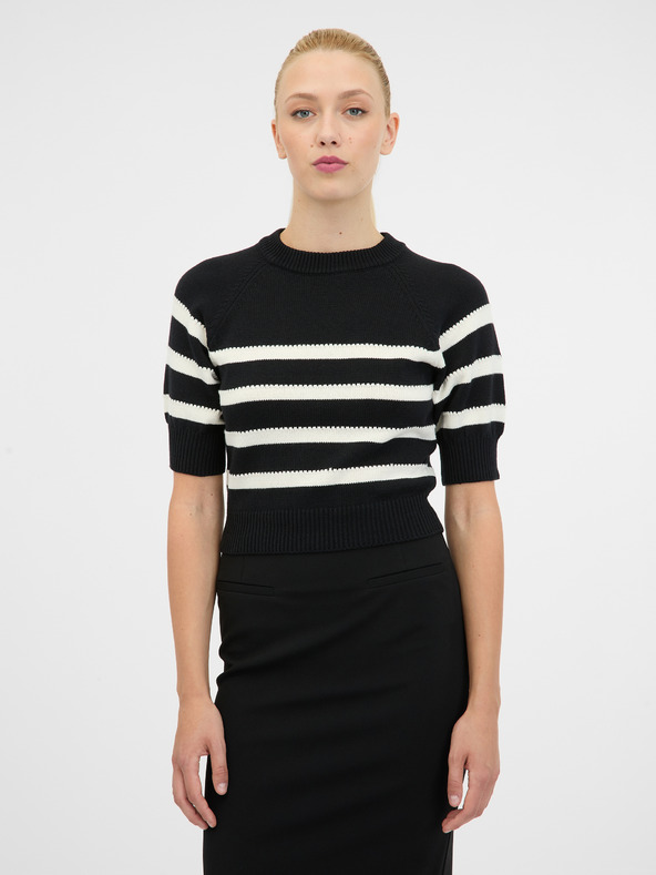 Orsay Черен дамски пуловер с къс ръкав ORSAY