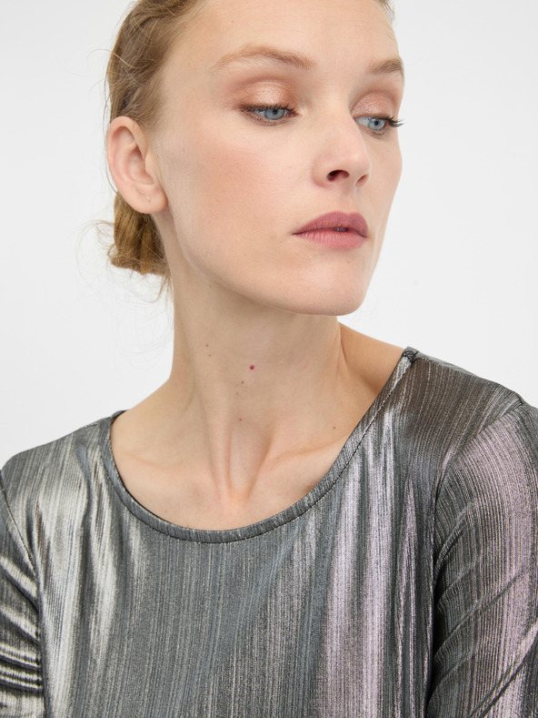 Orsay Сребриста дамска риза с дълъг ръкав ORSAY