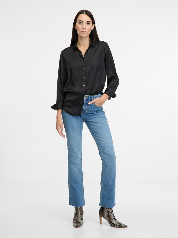 Orsay Черна дамска риза с яка ORSAY