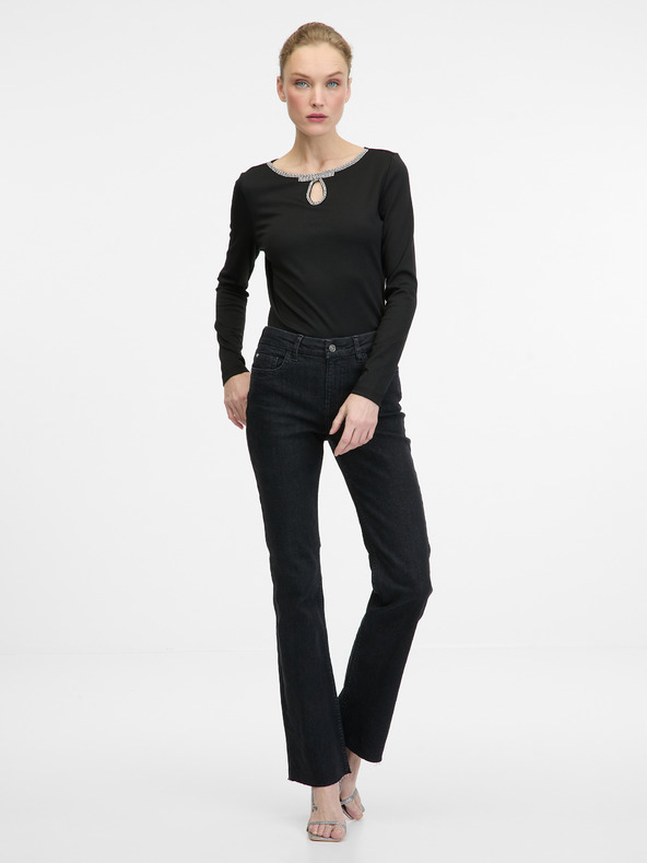 Orsay Черна дамска блуза с дълъг ръкав ORSAY