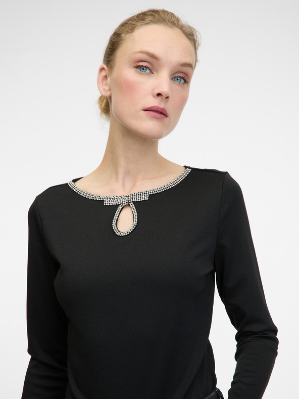 Orsay Черна дамска блуза с дълъг ръкав ORSAY