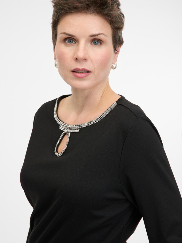 Orsay Черна дамска блуза с дълъг ръкав ORSAY