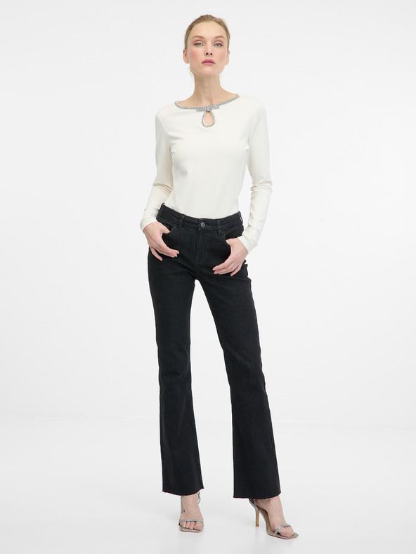 Orsay Кремава дамска блуза с дълъг ръкав ORSAY