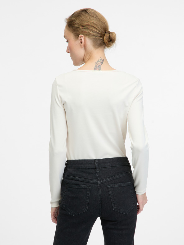 Orsay Кремава дамска блуза с дълъг ръкав ORSAY