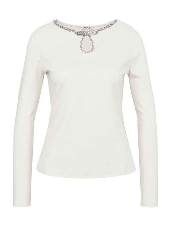 Orsay Кремава дамска блуза с дълъг ръкав ORSAY
