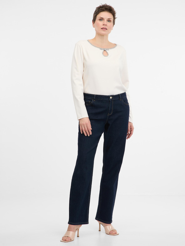 Orsay Кремава дамска блуза с дълъг ръкав ORSAY