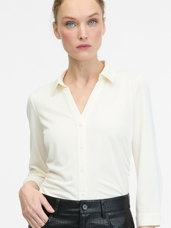 Orsay Кремава дамска блуза с яка ORSAY