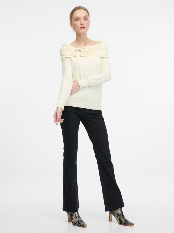 Orsay Кремава дамска тениска с дълъг ръкав ORSAY