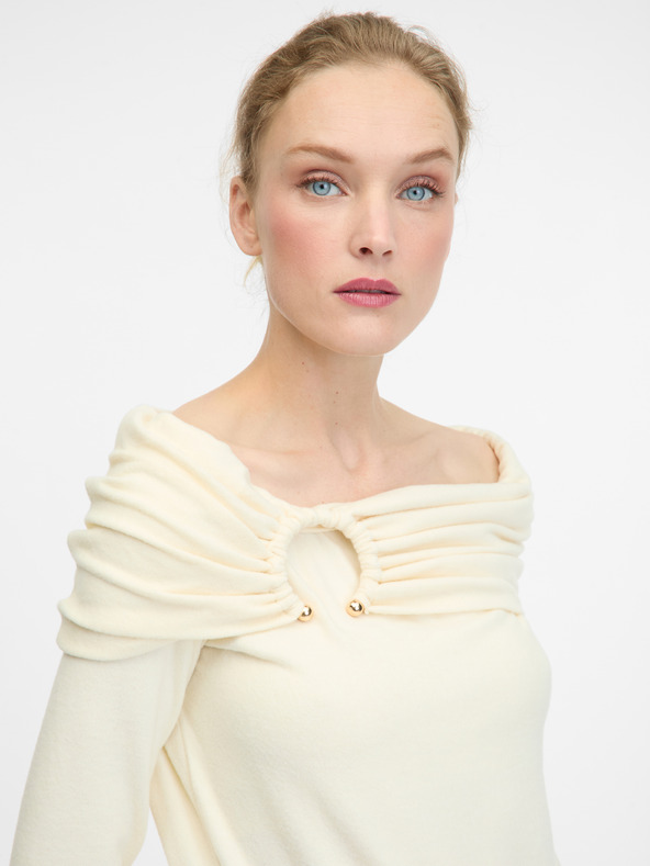 Orsay Кремава дамска тениска с дълъг ръкав ORSAY