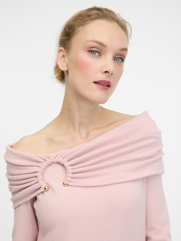 Orsay Светлорозова дамска тениска с дълъг ръкав ORSAY