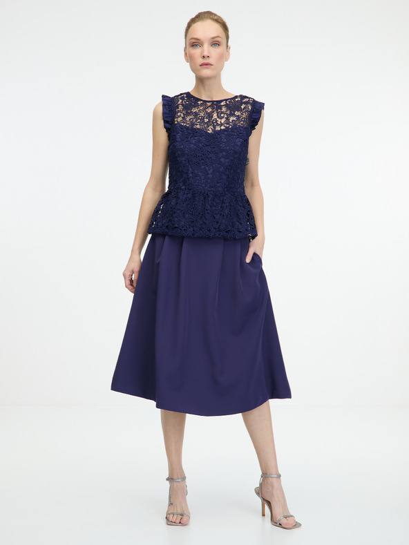 Orsay Тъмносиня дамска пола до коляното ORSAY