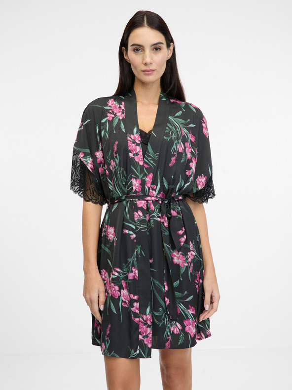 Orsay Черен дамски сатенен халат ORSAY