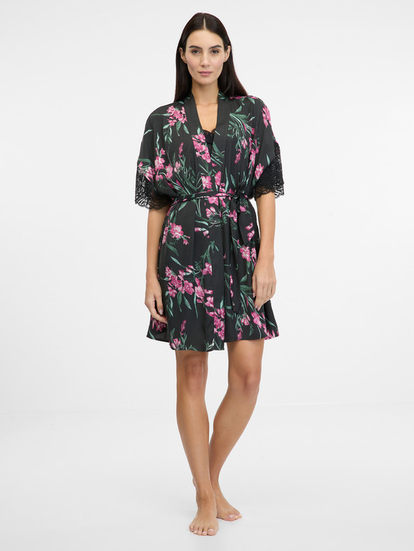 Orsay Черен дамски сатенен халат ORSAY