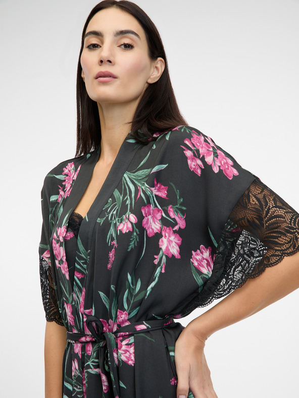 Orsay Черен дамски сатенен халат ORSAY