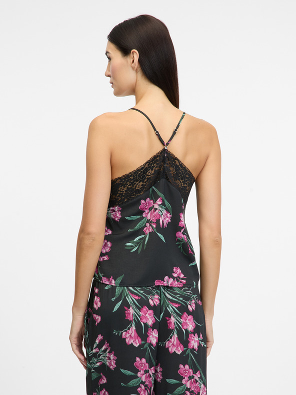 Orsay Черен дамски сатенен потник за пижама ORSAY