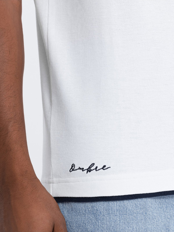 Ombre Clothing Бяла мъжка поло риза Ombre Clothing