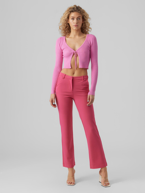 Vero Moda Розова дамска къса рипсена жилетка VERO MODA Glory