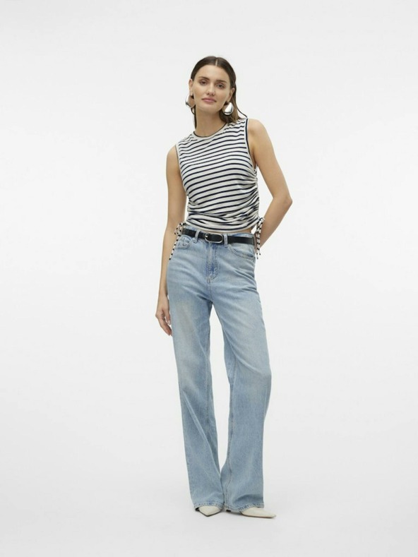 Vero Moda Синьо-кремав раиран топ Vero Moda Holly