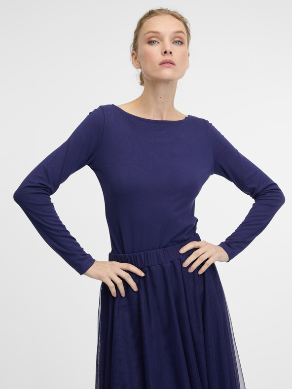 Orsay Тъмносиня дамска блуза с дълъг ръкав ORSAY