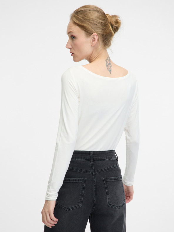 Orsay Бяла дамска тениска с дълъг ръкав ORSAY