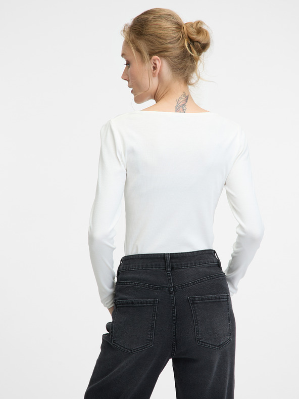 Orsay Бяла дамска тениска с дълъг ръкав ORSAY