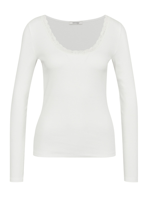 Orsay Бяла дамска тениска с дълъг ръкав ORSAY