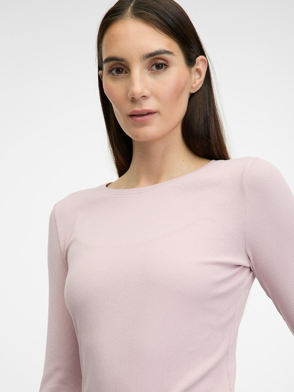 Orsay Светлорозова дамска тениска с дълъг ръкав ORSAY