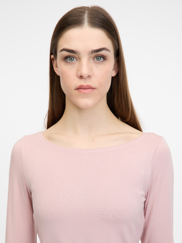 Orsay Светлорозова дамска тениска с дълъг ръкав ORSAY