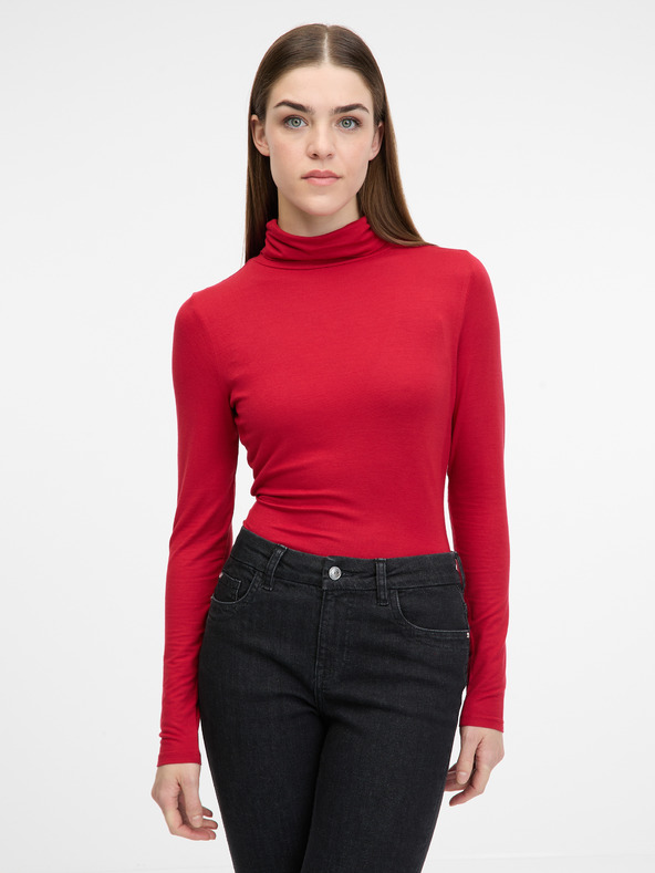 Orsay Червена дамска тениска с дълъг ръкав ORSAY