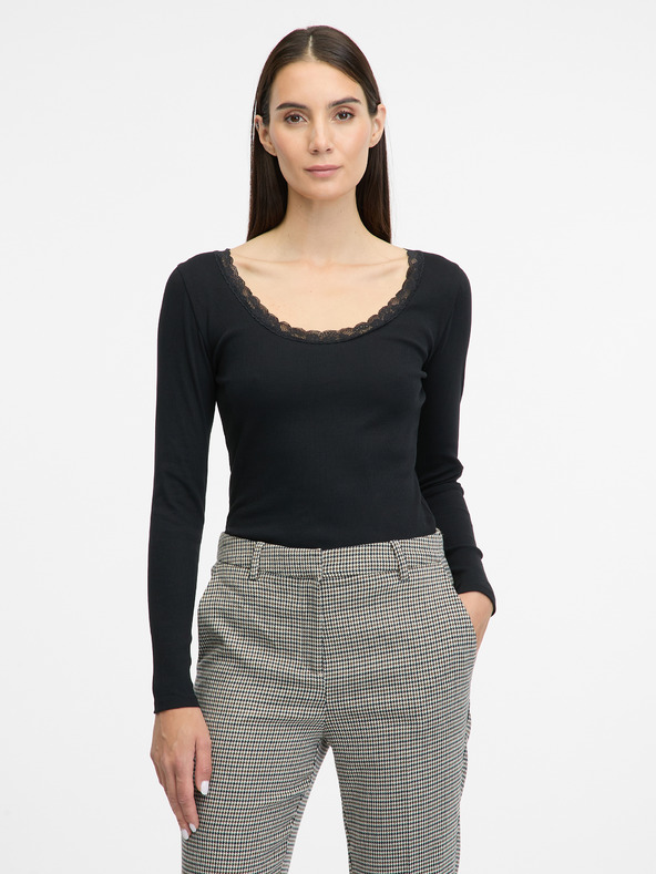 Orsay Черна дамска тениска с дълъг ръкав ORSAY