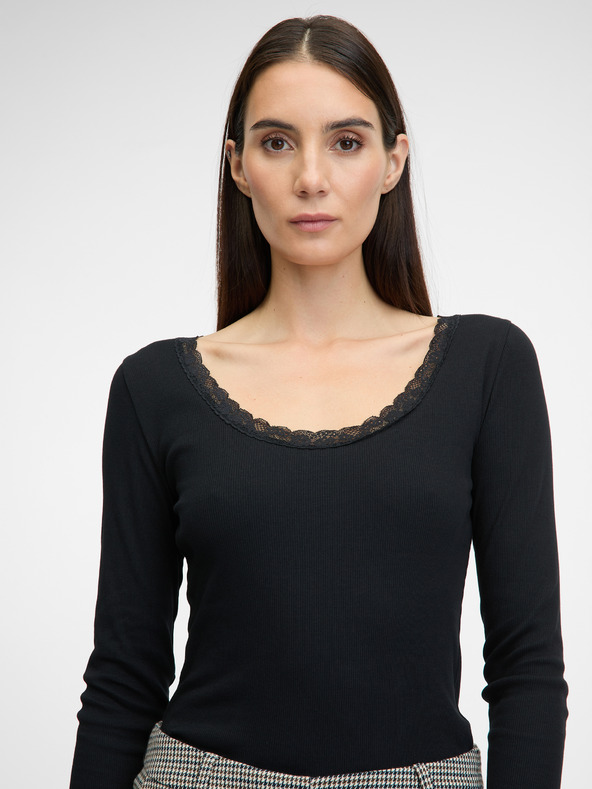 Orsay Черна дамска тениска с дълъг ръкав ORSAY