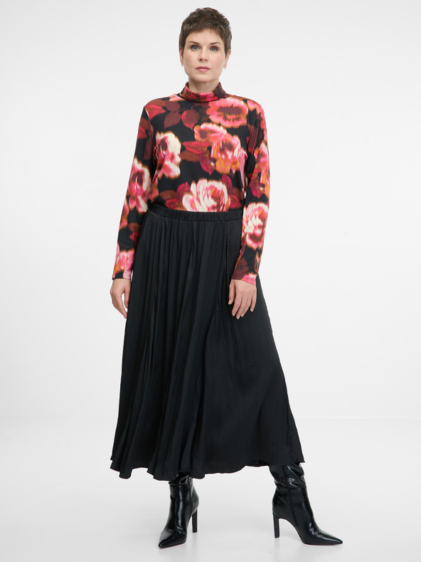 Orsay Червена дамска тениска с мотиви с дълъг ръкав ORSAY