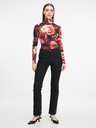 Orsay Червена дамска тениска с мотиви с дълъг ръкав ORSAY