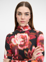 Orsay Червена дамска тениска с мотиви с дълъг ръкав ORSAY