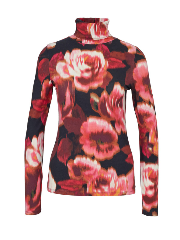 Orsay Червена дамска тениска с мотиви с дълъг ръкав ORSAY