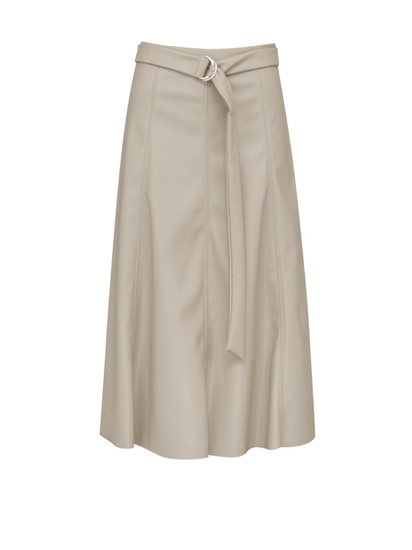 Orsay Бежова дамска миди пола от изкуствена кожа ORSAY