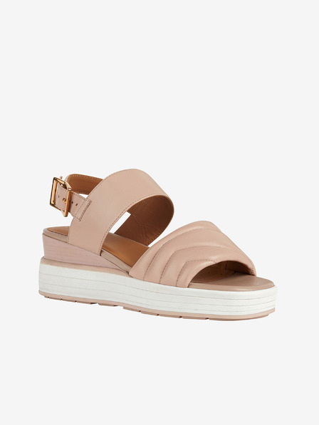 Geox Старорозови дамски кожени сандали с клин Geox Rosita