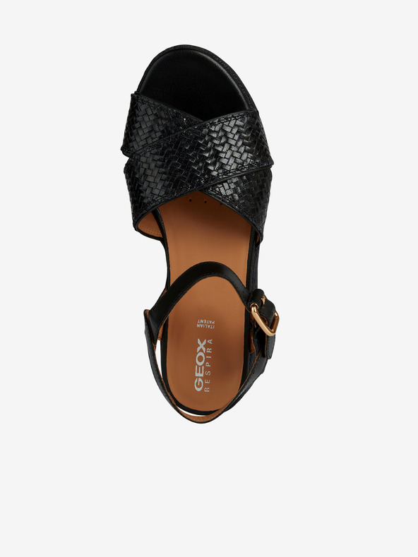 Geox Черни дамски кожени сандали Geox Eolie
