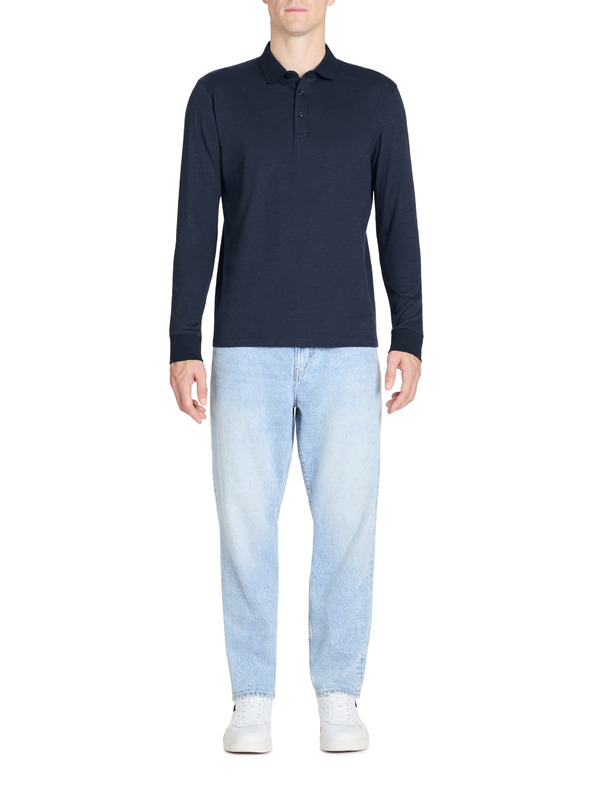 Celio Тъмно синя мъжка поло риза с дълъг ръкав Celio Jiwomini