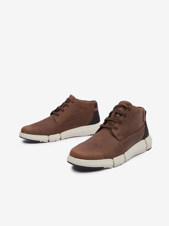 Geox Кафяви мъжки кожени високи обувки Geox Adacter