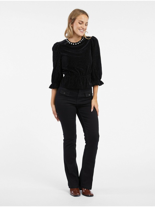 Orsay Черна дамска кадифена блуза ORSAY