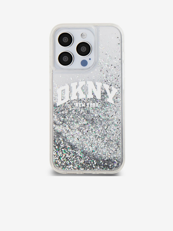 DKNY Заден капак с течен блясък с логото на арката за iPhone 14 Pro Transparent DKNY