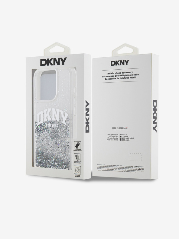 DKNY Заден капак с течен блясък с логото на арката за iPhone 14 Pro Transparent DKNY
