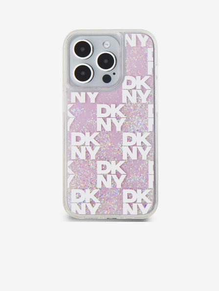 DKNY Заден капак с карирана шарка с течен блясък за iPhone 15 Pro Pink DKNY